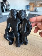 Vader en Zoon Beeld - Zwart Kunstwerk Figuur, Antiek en Kunst, Ophalen of Verzenden