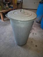Hoge zinken emmer met deksel (65 cm hoog, 44 cm doorsnee), Huis en Inrichting, Woonaccessoires | Prullenbakken, Ophalen, Gebruikt