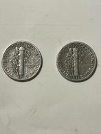 1 dime 1944 usa zilver 2 stuks, Ophalen of Verzenden, Noord-Amerika, Zilver