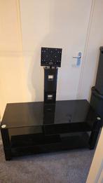 Zwarte Glazen TV Meubel, Ophalen, Gebruikt, 100 tot 150 cm, Glas