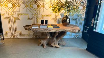 Sidetable van unieke boomwortel beschikbaar voor biedingen