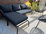 Loungebank met kuipstoelen - Zwart frame, antraciet kussens, Tuin en Terras, Tuinsets en Loungesets, Ophalen, 4 zitplaatsen, Kunststof