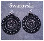 Swarovski Oorbellen Zwart Kristal 6cm, Overige materialen, Hangers, Met strass, Zwart