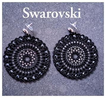 Swarovski Oorbellen Zwart Kristal 6cm beschikbaar voor biedingen
