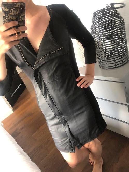 * Zwarte Leren Jurk / Mantel - Mart Visser * Mt 38 * Nieuw *, Kleding | Dames, Jurken, Nieuw, Maat 38/40 (M), Zwart, Knielengte