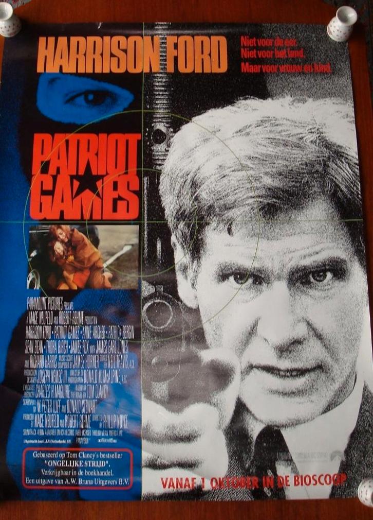 Originele Film Poster Patriot Games, Verzamelen, Posters, Gebruikt, Film en Tv, Deurposter of groter, Rechthoekig Staand, Ophalen of Verzenden
