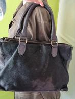 Zwarte leren handtas met vacht cowboysbag, Ophalen of Verzenden, Gebruikt, Zwart, Handtas