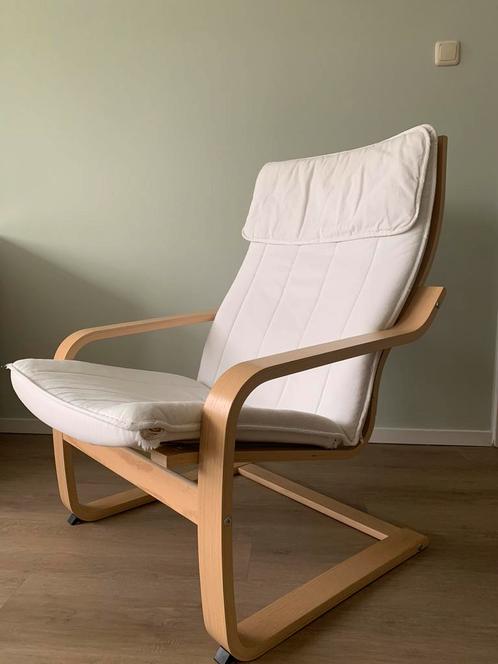Ikea POÄNG fauteuil wit gelazuurd eikenfineer, Huis en Inrichting, Fauteuils, Gebruikt, Overige materialen, 50 tot 75 cm, 75 tot 100 cm
