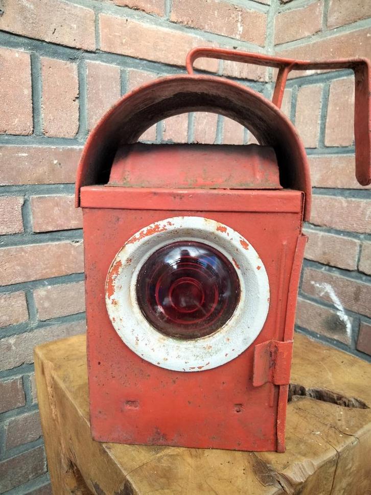 Antieke Rode Seinlamp - Spoorweglamp, Antiek en Kunst, Antiek | Lampen, Ophalen of Verzenden