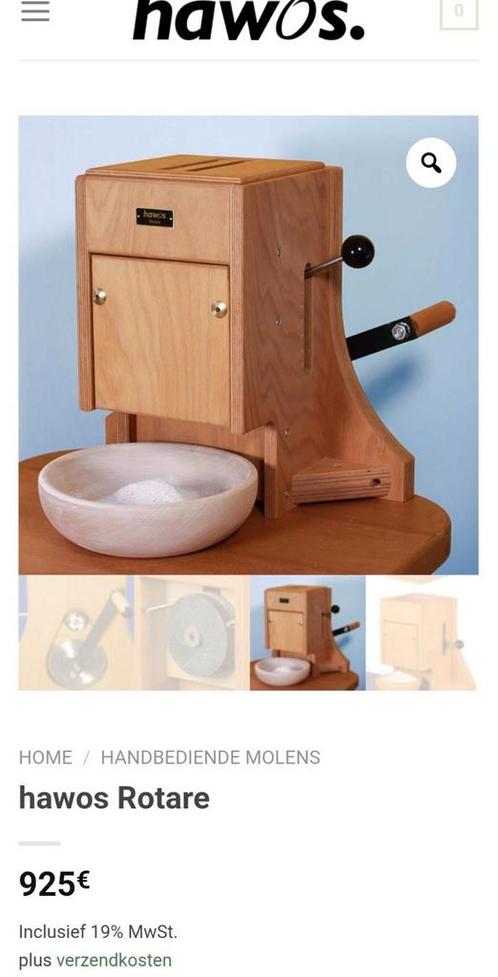 NIEUW Hawos Rotare Hand(graan)molen, Witgoed en Apparatuur, Broodbakmachines, Nieuw, Zonder timer, Ophalen of Verzenden