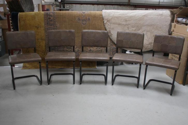 5 x eetkamerstoel sledestoel NELSON Jess design metaal leer, Huis en Inrichting, Stoelen, Gebruikt, Vijf, Zes of meer stoelen
