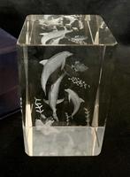2x Kristal glas Laserblok 3D Dolfijnen Leeuw (Sterrenbeeld), Ophalen, Nieuw