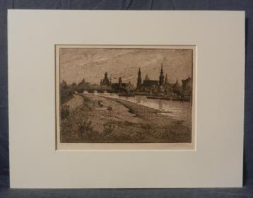 Ets Gezicht op Dresden Max Schnöss 1889-1964  hxb: 16x22 cm beschikbaar voor biedingen
