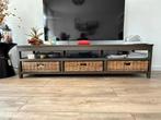 Landelijke set: tv-meubel + 2 salontafels met rotan manden, Huis en Inrichting, Ophalen, Zo goed als nieuw, 25 tot 50 cm, Minder dan 100 cm