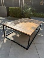 Industriële salontafel metaal/Eikenhout, Ophalen, Gebruikt, 100 tot 150 cm, 50 tot 100 cm