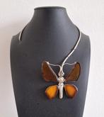 Choker, 925 zilver, amber barnsteen ketting, Ophalen of Verzenden, Zo goed als nieuw, Zilver, Zilver