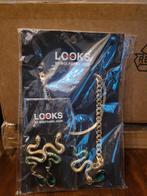 LOOKS Slangen Ketting & Oorbellen Set, Overige materialen, Met strass, Nieuw, Ophalen of Verzenden