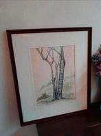 Waterverf schilderij bomen in mooie houten lijst., Antiek en Kunst, Kunst | Schilderijen | Klassiek, Ophalen