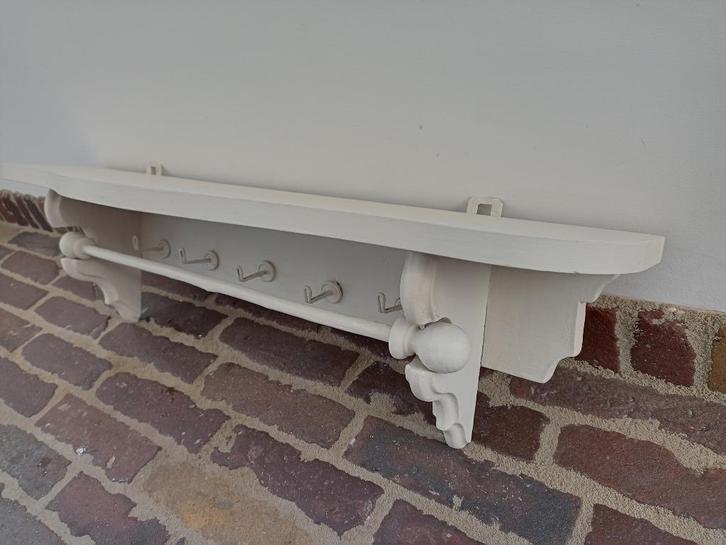 Brocante keuken/handdoekenrek creme met stang, Antiek en Kunst, Antiek | Keukenbenodigdheden, Ophalen