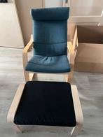 Ikea Poang Stoel met Voetenbank, Ophalen, Gebruikt, Blauw, Eén
