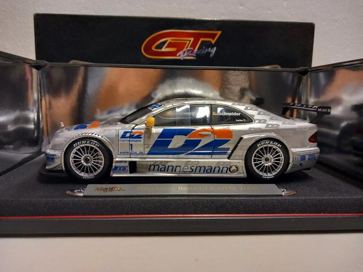 Mercedes Benz CLK DTM zilver 2000 Maisto metal 1:18 KRD, Hobby en Vrije tijd, Modelauto's | 1:18, Zo goed als nieuw, Auto, Maisto