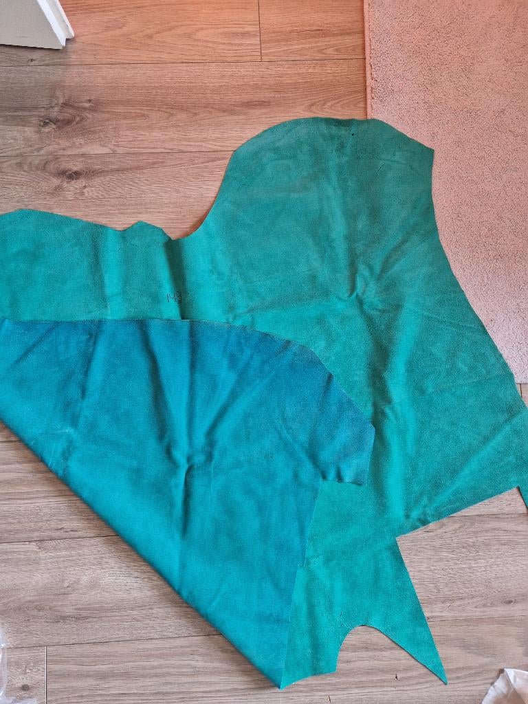 Suède blauw en groen, Ophalen, Blauw, 120 cm of meer, Leer of Kunstleer