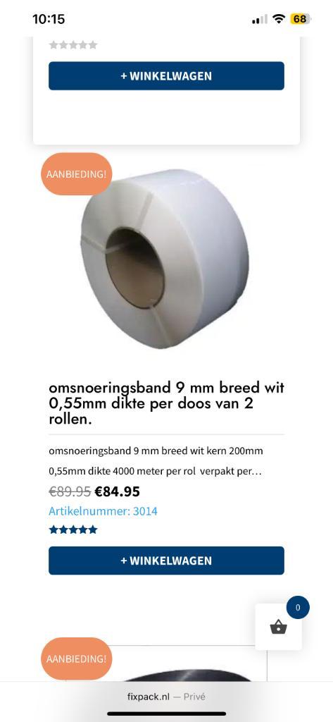 omsnoeringsband 9 mm breed wit 0,55mm  4 rollen nieuw, Doe-het-zelf en Verbouw, Kratten en Dozen, Nieuw, Overige typen, 100 cm of meer