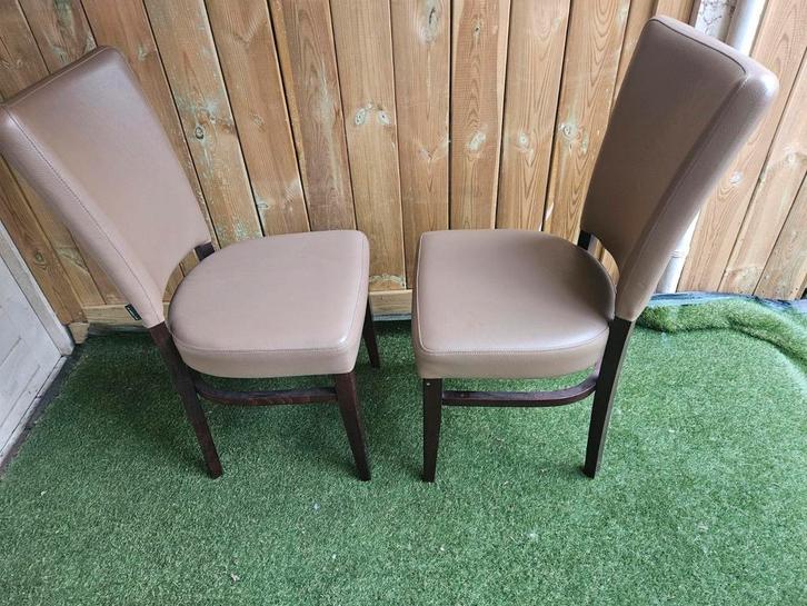 2 Nette De Arend Stoelen, Huis en Inrichting, Stoelen, Zo goed als nieuw, Twee, Hout, Leer, Bruin, Ophalen