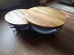 Mango hout salontafel set, Huis en Inrichting, Tafels | Salontafels, Ophalen, Gebruikt, 50 tot 100 cm, Rond
