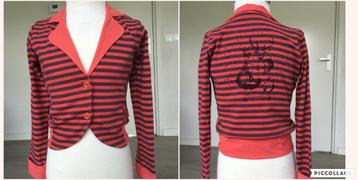 NONO blazer vest sweater stof rood/zwart NIEUW maat 128 ZQ