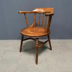 Engelse antieke armstoel bureaustoel met sierlijke zitting, Antiek en Kunst, Ophalen