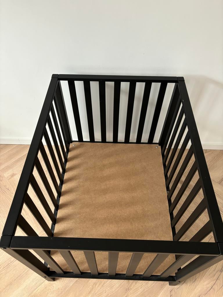 Zwart Kinderbed, Ophalen, Gebruikt, Rechthoekig