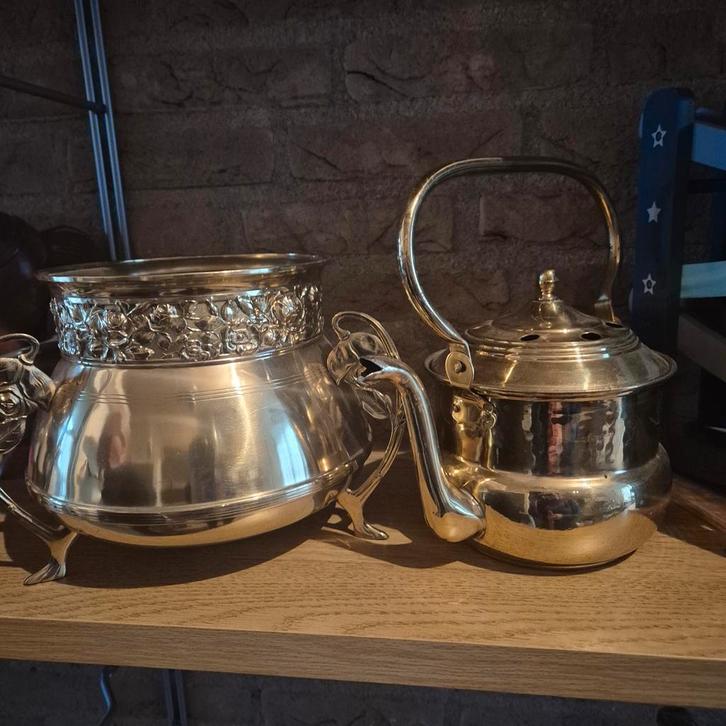Bronzen Theepotten Set, Antiek en Kunst, Antiek | Koper en Brons, Brons, Ophalen of Verzenden