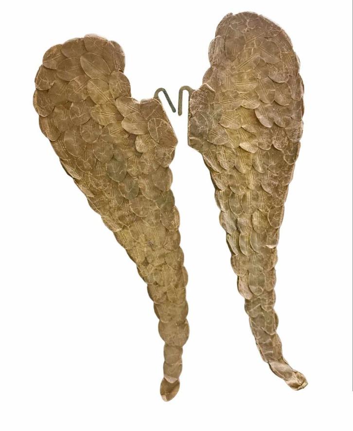 antieke GOUDKLEURIGE DRESDNER PAPPE ENGELEN VLEUGELS, 64 cm, Antiek en Kunst, Antiek | Woonaccessoires, Ophalen of Verzenden