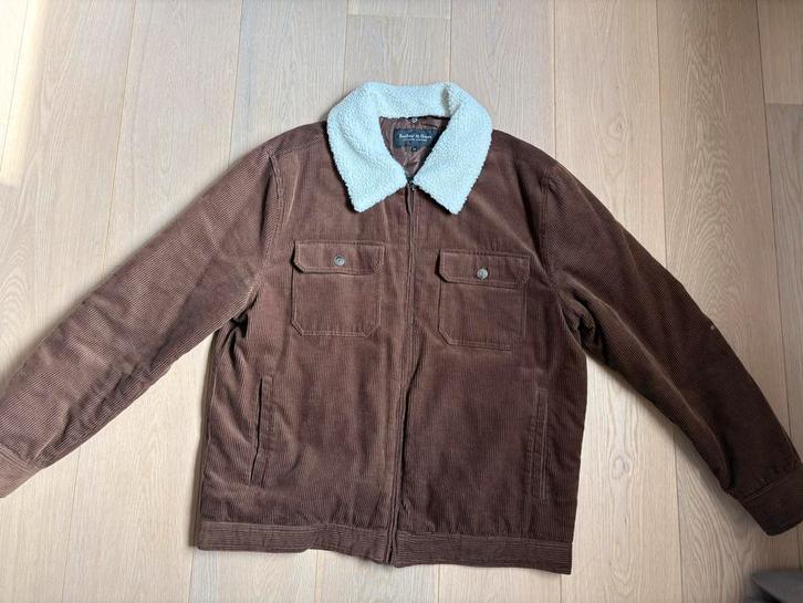 Bruine rib jas maat 54 met afneembare kraag, Kleding | Heren, Jassen | Winter, Nieuw, Maat 52/54 (L), Bruin, Ophalen of Verzenden