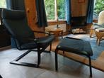 Fauteul met voetenbankje Ikea poang, Ophalen, Hout, 75 tot 100 cm, Zo goed als nieuw