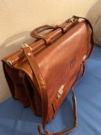 Nobel Echt Cognac Leren Aktetas Vintage Schouderband, Overige merken, Bruin, Ophalen of Verzenden, Zo goed als nieuw