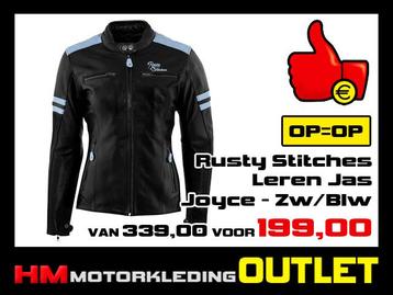 Leren Motorjas Rusty Stitches Joyce Zwart-Blauw - LADY beschikbaar voor biedingen