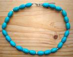 Ketting van grote kralen turquoise natuursteen 09011, Info.adorabeads@gmail.com, Adorabeads, Blauw, Nieuw