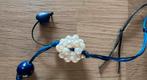 Lange parelketting met blauwe accenten, Sieraden, Tassen en Uiterlijk, Kettingen, Blauw, Ophalen of Verzenden, Zo goed als nieuw