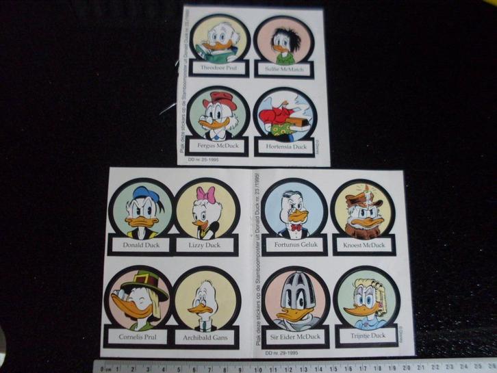 12x sticker Donald Duck stamboomposter 1995, Verzamelen, Stickers, Zo goed als nieuw, Strip of Tekenfilm, Verzenden