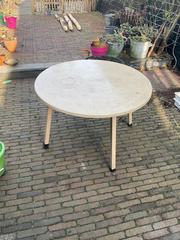 Vintage Tuin/Camping Tafel - Demontabel, Tuin en Terras, Tuintafels, Gebruikt, Rond, Overige materialen, Ophalen
