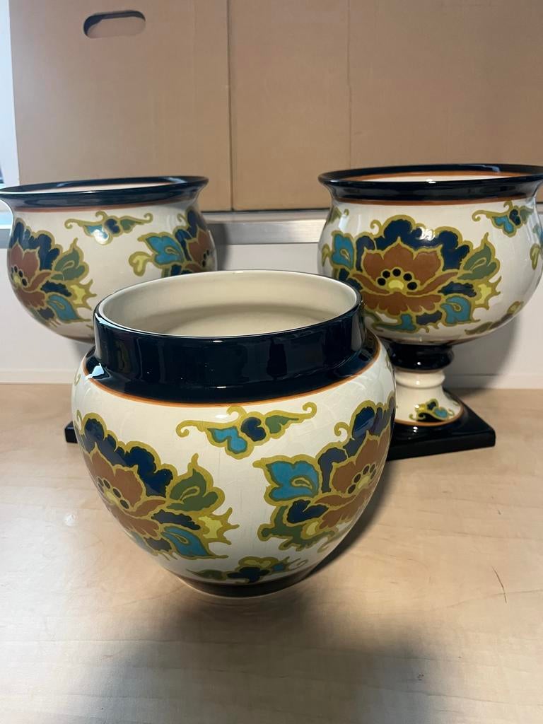 Drie Modica Gouda Plateel Vazen, Ophalen of Verzenden