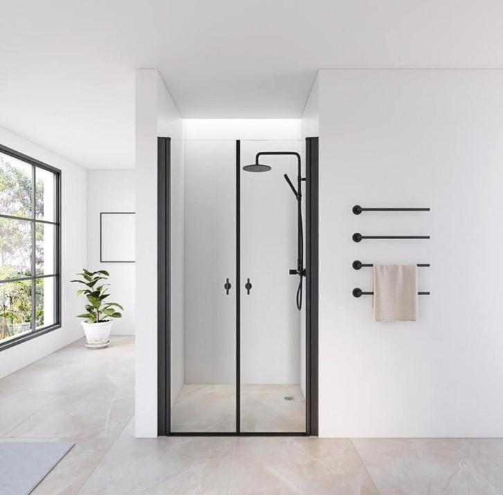 LAVEA Douchewand Zwaaideur 105x195cm Zwart, Huis en Inrichting, Badkamer | Complete badkamers, Nieuw, Met douche, Ophalen