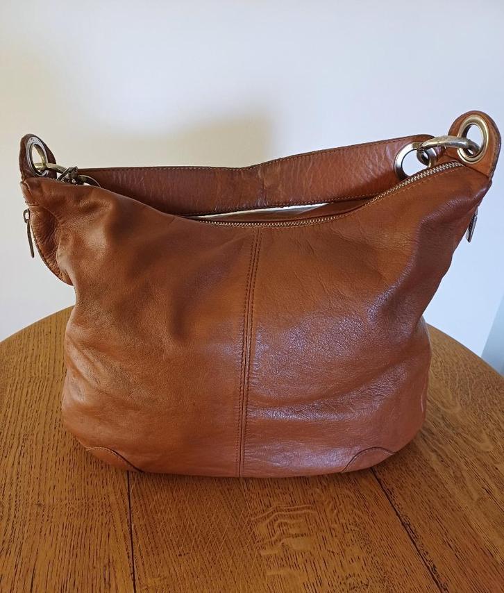 Italiaanse leren tas, merk Vera Pelle, Sieraden, Tassen en Uiterlijk, Tassen | Damestassen, Zo goed als nieuw, Handtas, Bruin