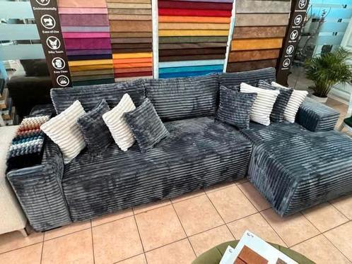 Modern Grey Corduroy Sectional Sofa – Spacious L-Shaped Desi, Antiek en Kunst, Antiek | Meubels | Stoelen en Banken, Verzenden