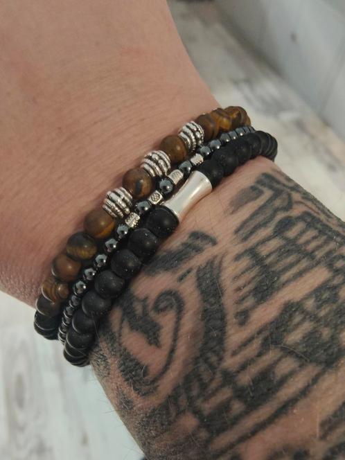 Heren armbanden, kralen op elastiek, Sieraden, Tassen en Uiterlijk, Armbanden, Nieuw, Elastiek, Ophalen of Verzenden