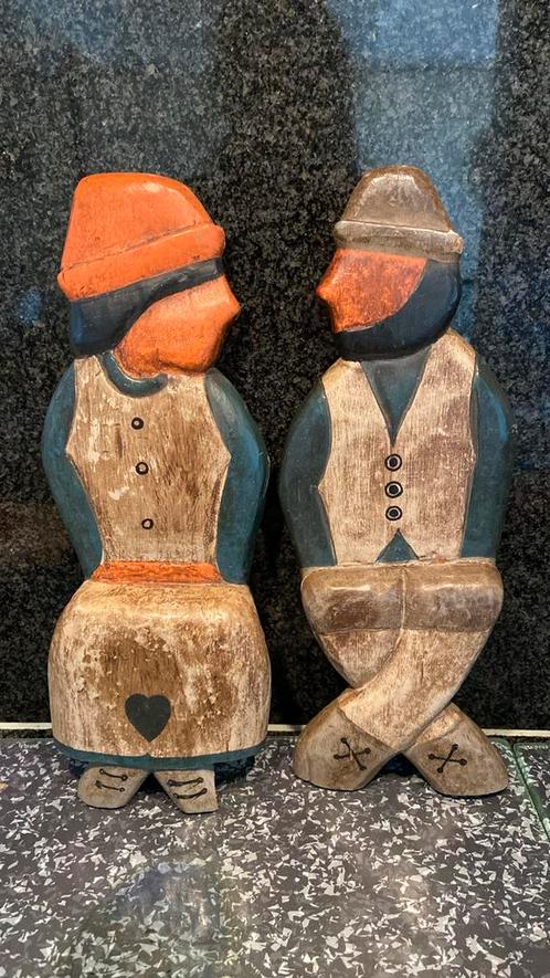 Volkskunst antiek echtpaar, Antiek en Kunst, Kunst | Beelden en Houtsnijwerken, Verzenden