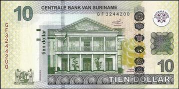 Suriname bankbiljet 10 Dollars 2019 Central Bank building beschikbaar voor biedingen