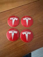 Tesla Wielnaafdoppen Stickers Rood - 4 stuks, Ophalen of Verzenden, Nieuw